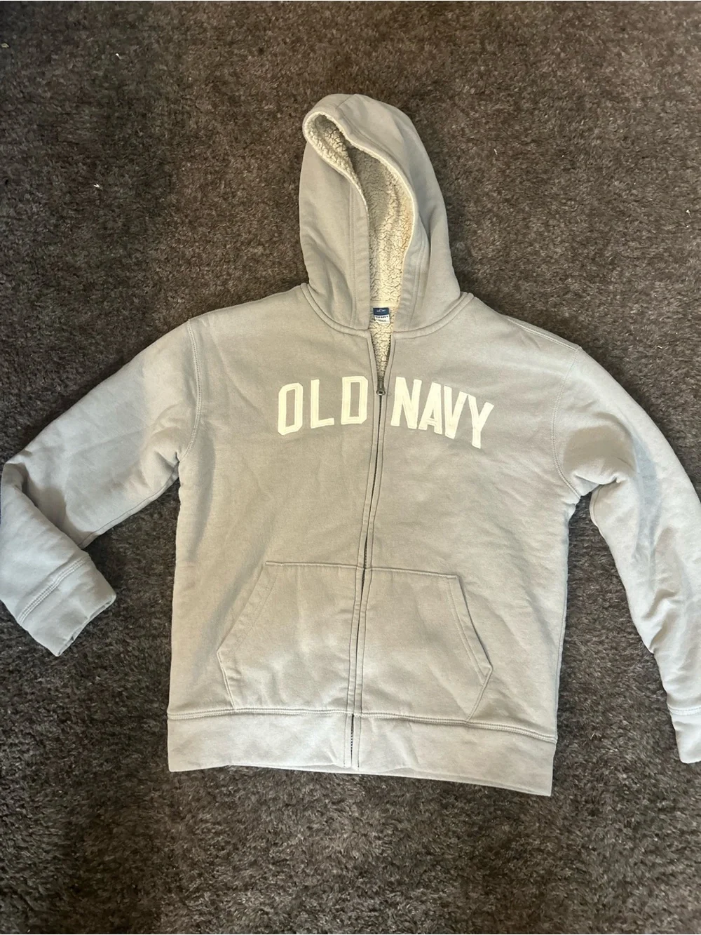 Old Navy Light Gray Kids Sherpa-Lined Zip-Up Hoodie